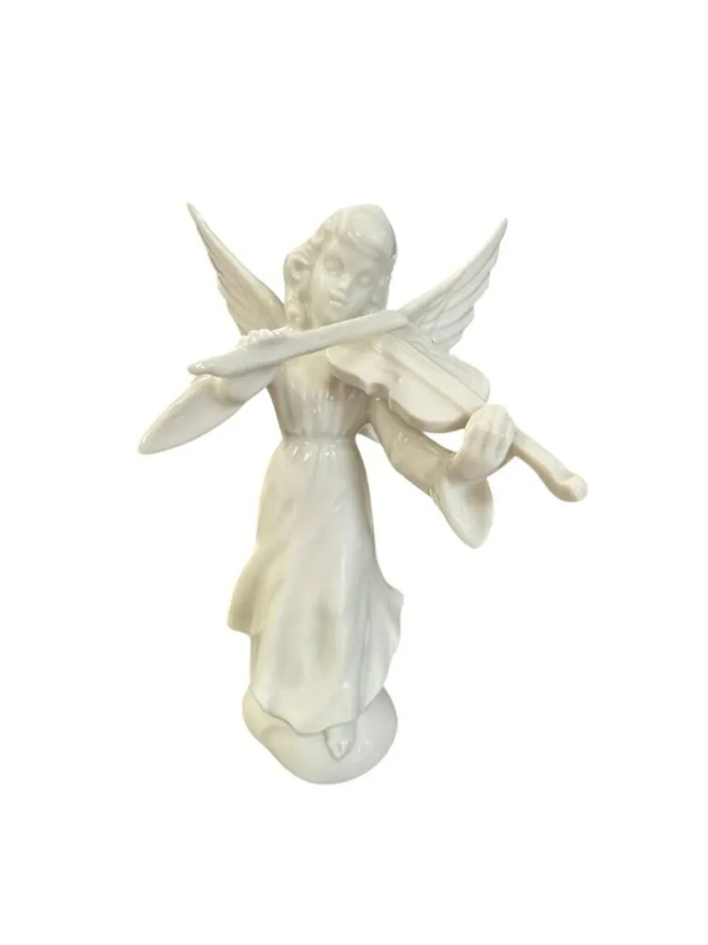 Vintage Dresden Porcelain Figurine Angel Playing Violin Germany 5.5"